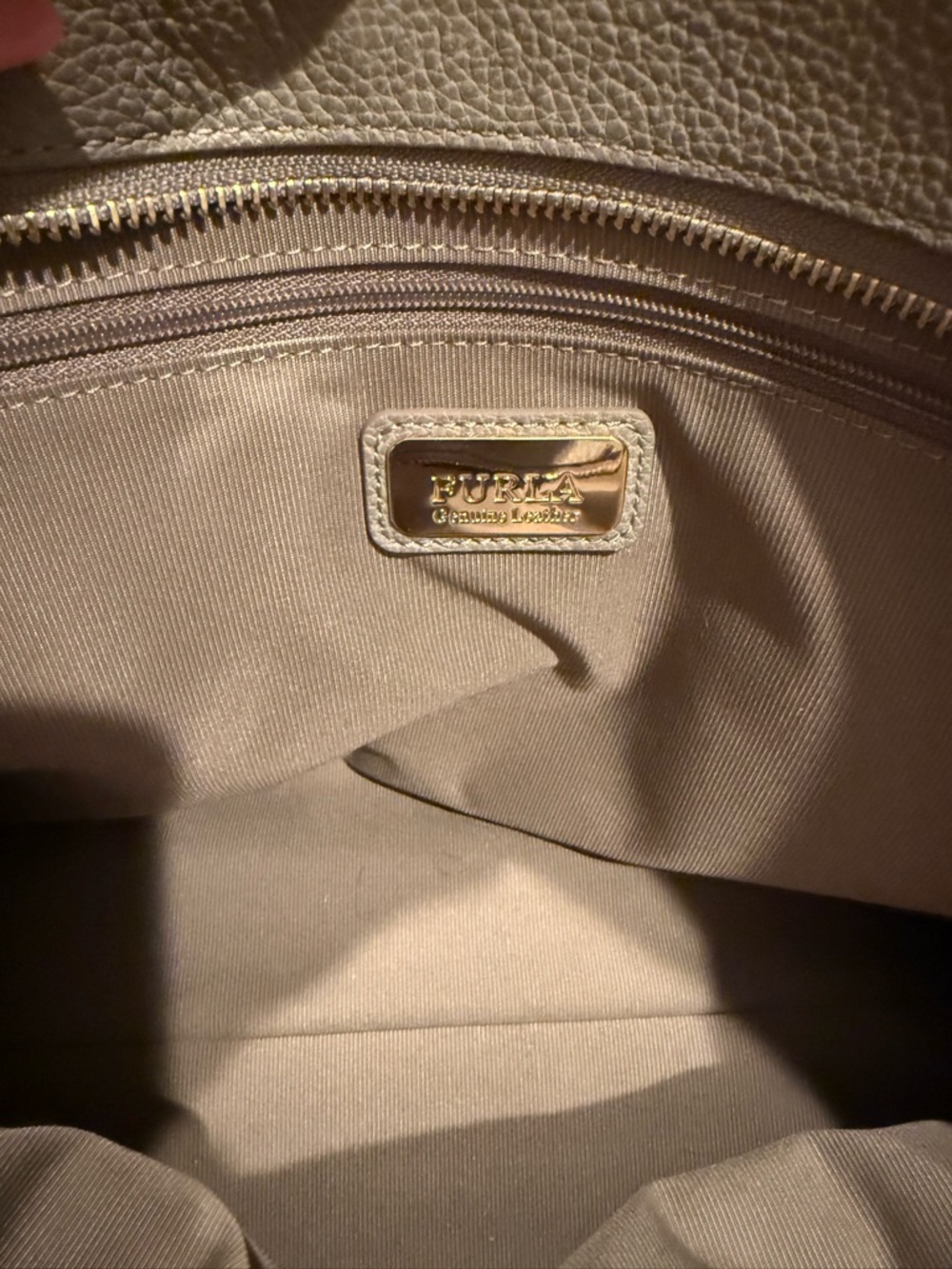 Furla Taupe Leather Double-Handle Tote - Picture 8 of 8